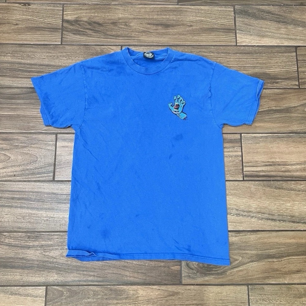 Santa Cruz Screaming Hand T Shirt Mens Blue Skateboard Graphic Tee Large
